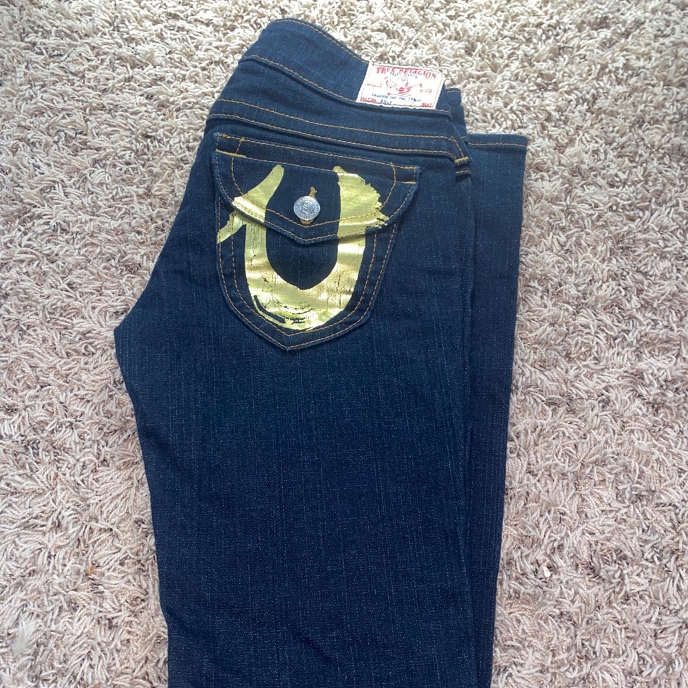 True Religion Becky gold foil boot cut jeans sz29